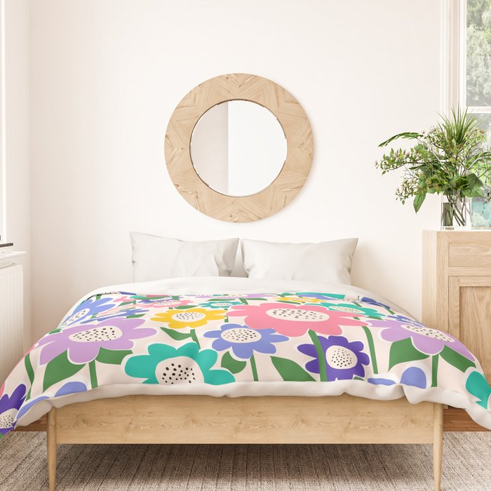 Flowerscape field - pastel Duvet Cover Gallery Image 3
