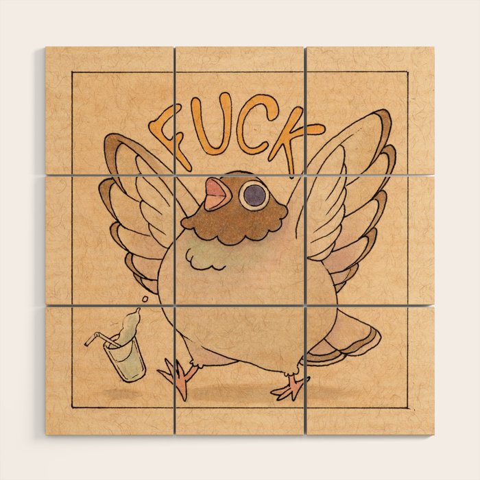 'Fuck' Pigeon 04 Wood Wall Art Gallery Image 1