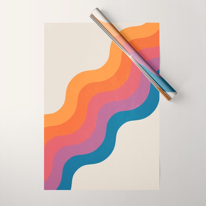 Vintage California Sun: Slanted Stripes Wrapping Paper Gallery Image 1