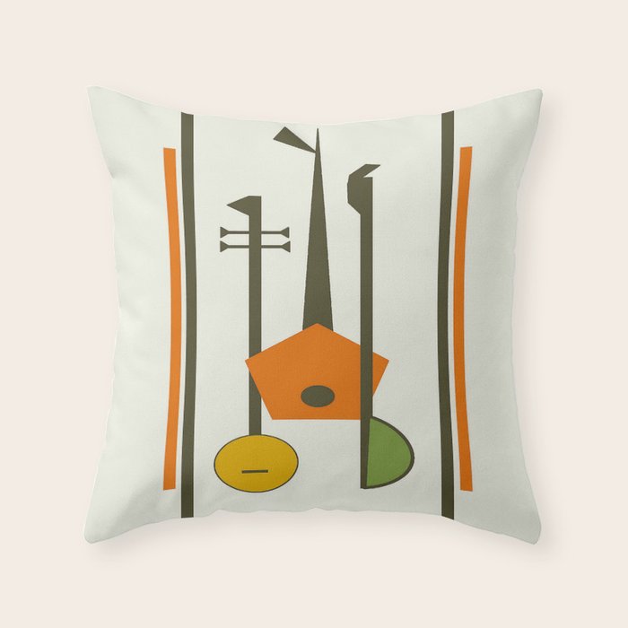 Mid-Century Modern Art Musical Strings Throw Pillow Gallery Image 6