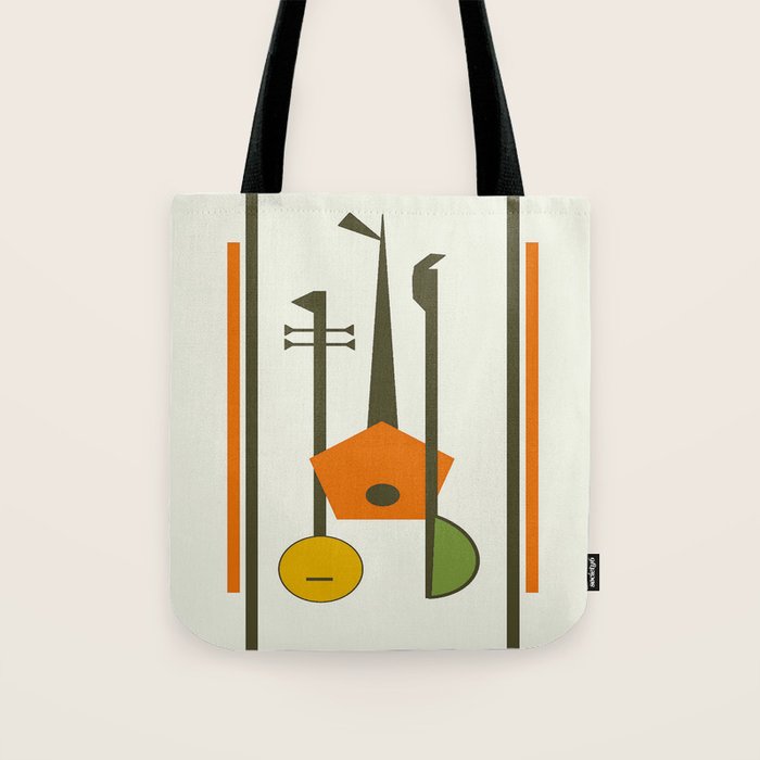 Mid-Century Modern Art Musical Strings Tote Bag Gallery Image 1
