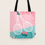 Sportin' - retro minimal pastel neon throwback memphis style pop art tennis sport court player Tote Bag Gallery Image 1