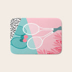 Sportin' - retro minimal pastel neon throwback memphis style pop art tennis sport court player Bath Mat Gallery Image 1