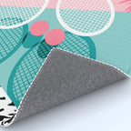Sportin' - retro minimal pastel neon throwback memphis style pop art tennis sport court player Rug Gallery Image 4