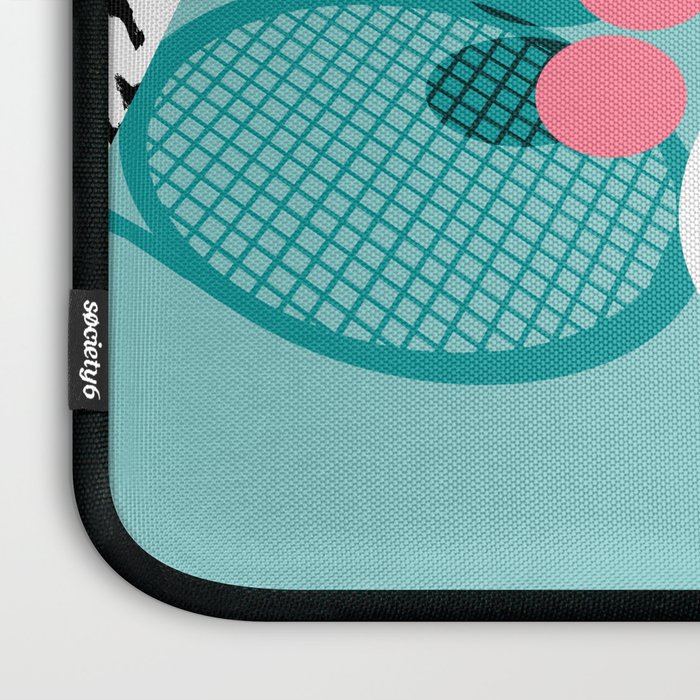 Sportin' - retro minimal pastel neon throwback memphis style pop art tennis sport court player Laptop Sleeve Gallery Image 3