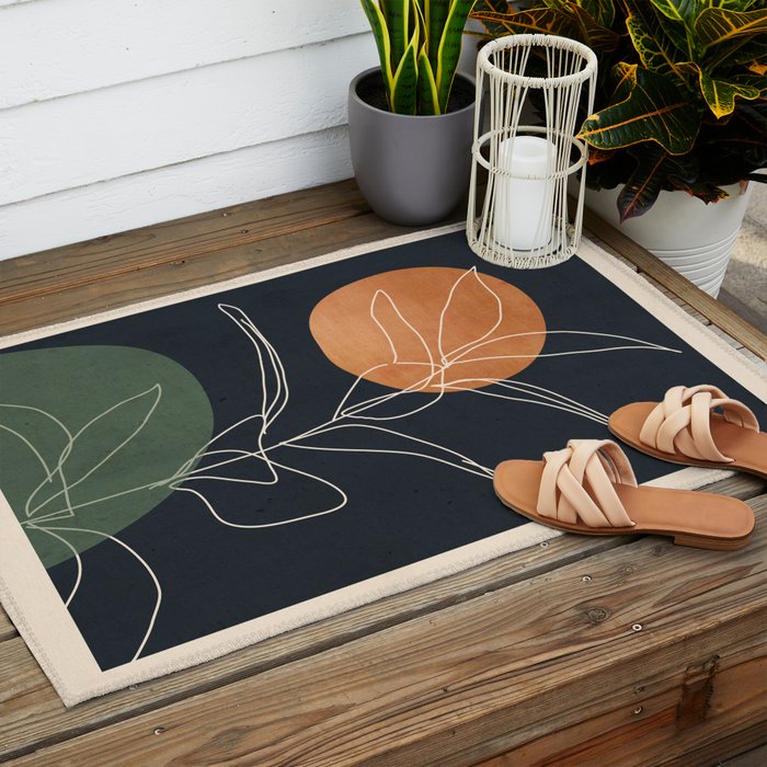 Abstract Art /Minimal Plant 102 Outdoor Rug Gallery Image 2