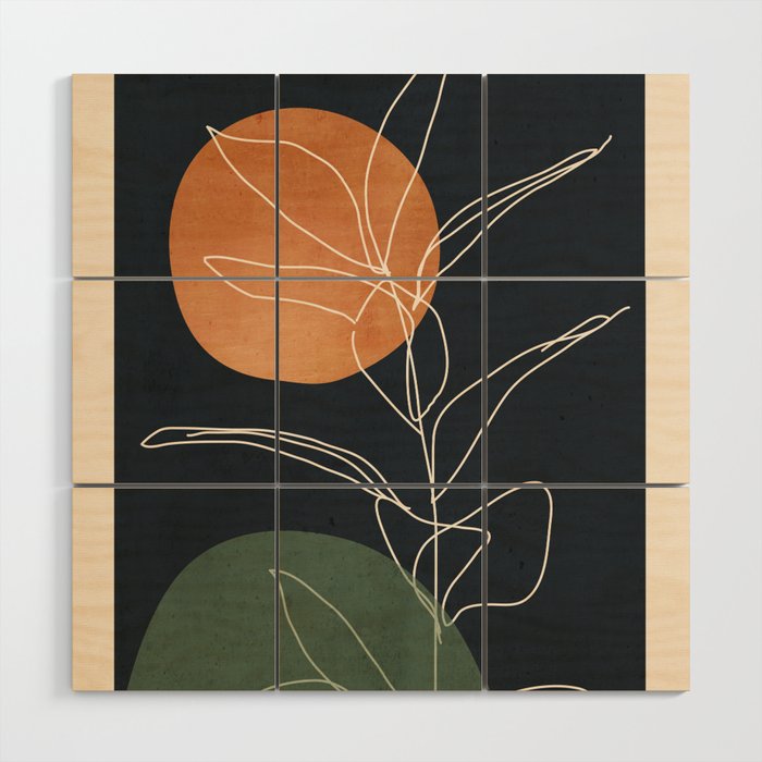 Abstract Art /Minimal Plant 102 Wood Wall Art Gallery Image 1
