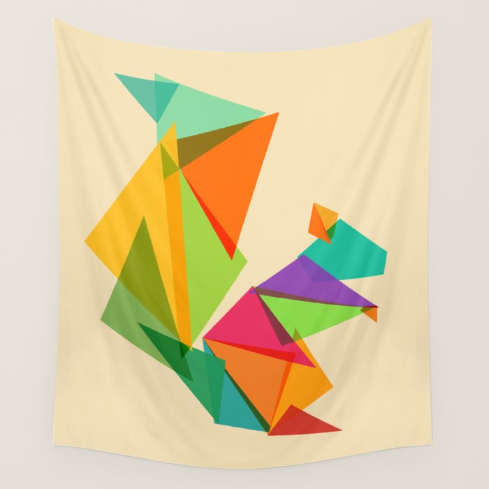 Fractal geometric Squirrel Wall Tapestry Gallery Image 1