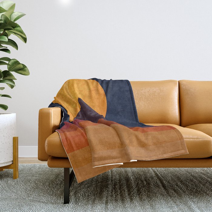 Full moon and pyramid Throw Blanket Gallery Image 1