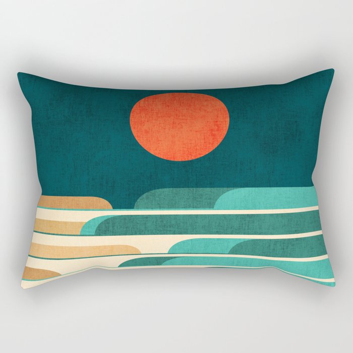 Chasing wave under the red moon Rectangular Pillow Gallery Image 2