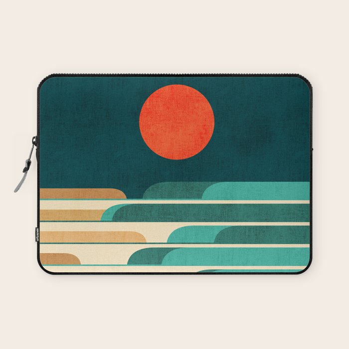 Chasing wave under the red moon Laptop Sleeve Gallery Image 1