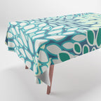 Christmas, Floral Prints, Teal, Blue and Green, Colour Prints Tablecloth Gallery Image 1