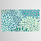 Christmas, Floral Prints, Teal, Blue and Green, Colour Prints Tablecloth Gallery Image 2