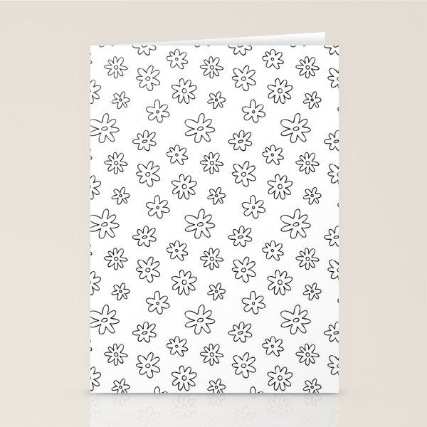 Black and white flower doodle art pattern Stationery Card Gallery Image 2