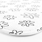 Black and white flower doodle art pattern Bath Mat Gallery Image 3