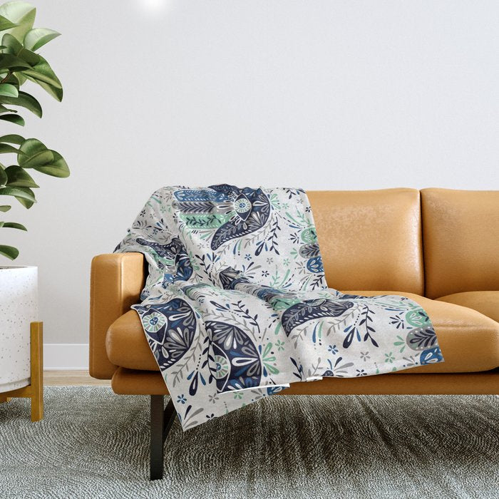 Hamsa Hand - Navy Palette Throw Blanket Gallery Image 1