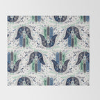 Hamsa Hand - Navy Palette Throw Blanket Gallery Image 2