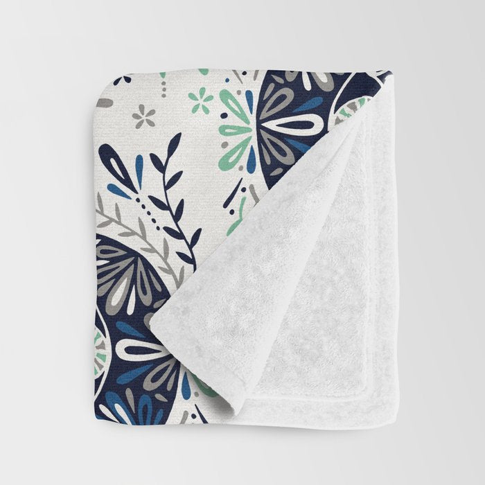 Hamsa Hand - Navy Palette Throw Blanket Gallery Image 3