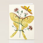 Vintage Yellow Luna Moth with Wildflowers Stationery Card Gallery Image 2
