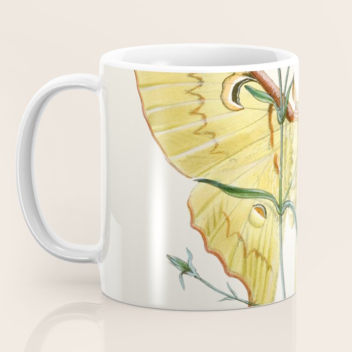 Vintage Yellow Luna Moth with Wildflowers Coffee Mug Gallery Image 3