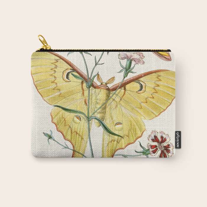 Vintage Yellow Luna Moth with Wildflowers Carry All Pouch Gallery Image 1