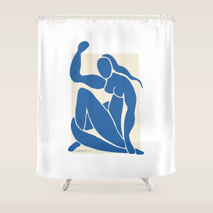 NUDE FEMINISTE - Feminist Art - Matisse Nude Blue Shower Curtain Gallery Image 1