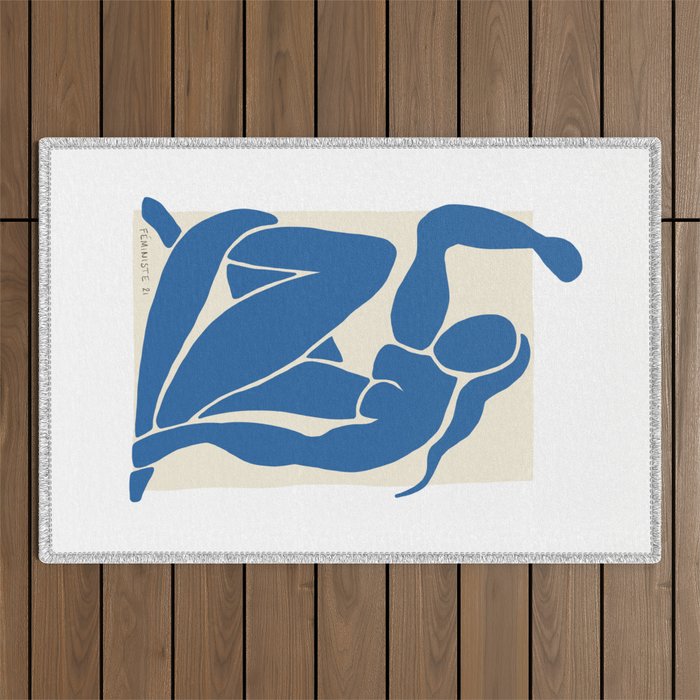 NUDE FEMINISTE - Feminist Art - Matisse Nude Blue Outdoor Rug Gallery Image 1