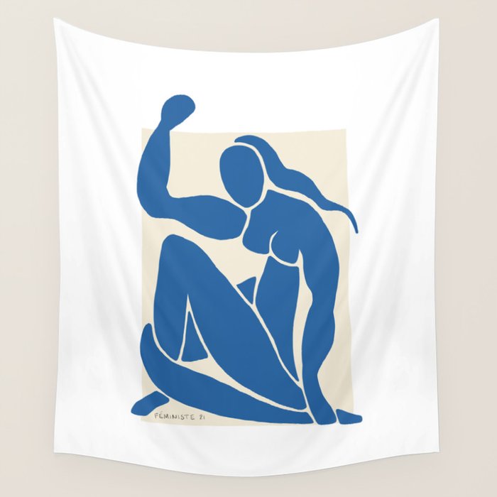 NUDE FEMINISTE - Feminist Art - Matisse Nude Blue Wall Tapestry Gallery Image 1