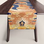 Ningxia Blue Dragon Chinese Pillar Antique Rug Print Table Runner Gallery Image 1