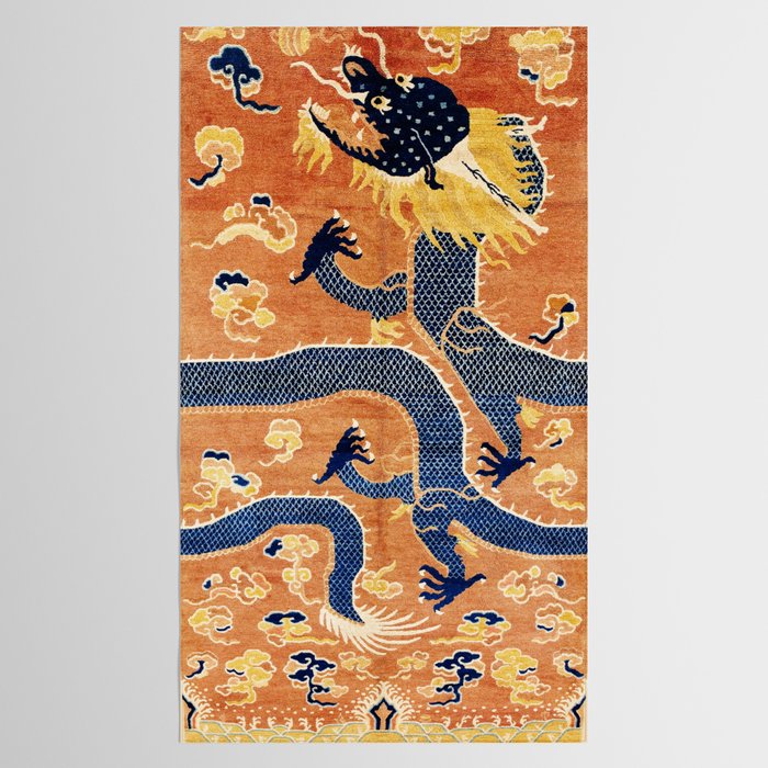 Ningxia Blue Dragon Chinese Pillar Antique Rug Print Tablecloth Gallery Image 2