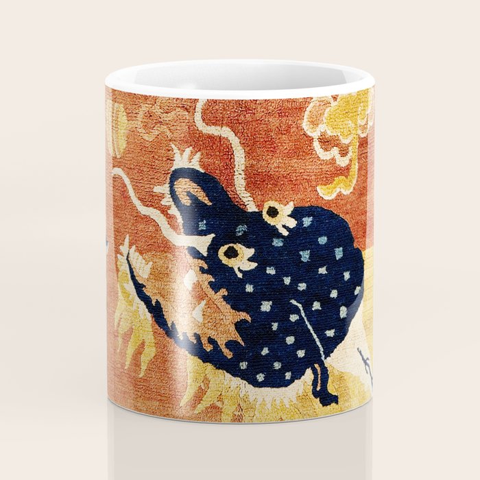 Ningxia Blue Dragon Chinese Pillar Antique Rug Print Coffee Mug Gallery Image 4