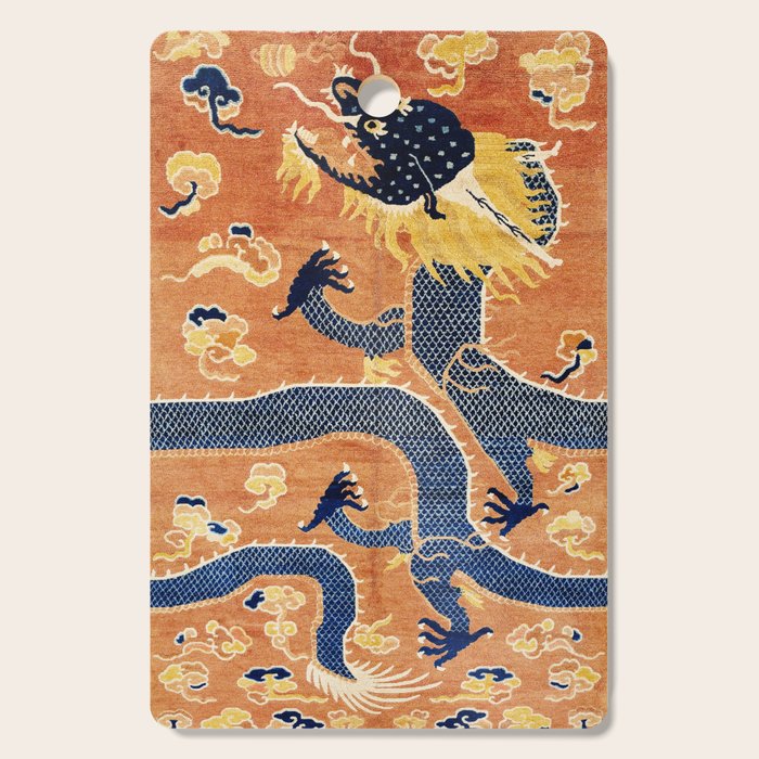 Ningxia Blue Dragon Chinese Pillar Antique Rug Print Cutting Board Gallery Image 1