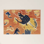 Ningxia Blue Dragon Chinese Pillar Antique Rug Print Welcome Mat Gallery Image 1