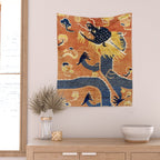 Ningxia Blue Dragon Chinese Pillar Antique Rug Print Wall Tapestry Gallery Image 2