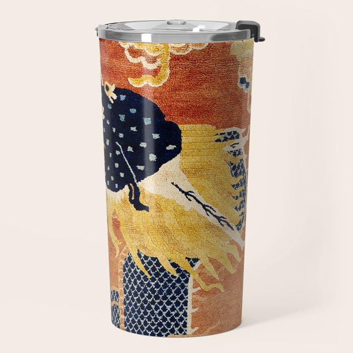 Ningxia Blue Dragon Chinese Pillar Antique Rug Print Travel Mug Gallery Image 2