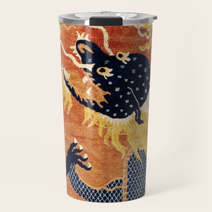 Ningxia Blue Dragon Chinese Pillar Antique Rug Print Travel Mug Gallery Image 1