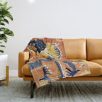 Ningxia Blue Dragon Chinese Pillar Antique Rug Print Throw Blanket Gallery Image 1