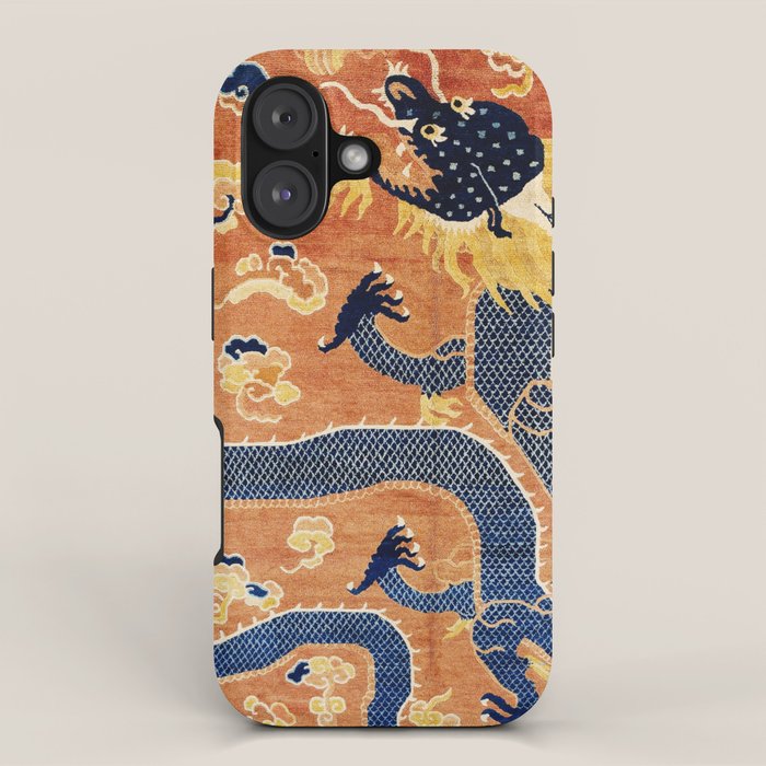 Ningxia Blue Dragon Chinese Pillar Antique Rug Print iPhone Case Gallery Image 1