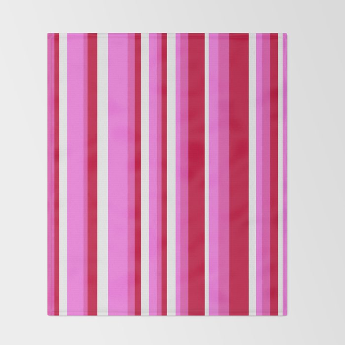 Classic Stripes XVII - Y2K Pink and Red Throw Blanket Gallery Image 2