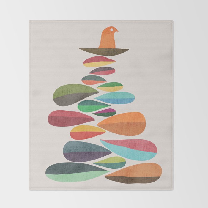 Bird nesting on top of pebbles hill Throw Blanket Gallery Image 2
