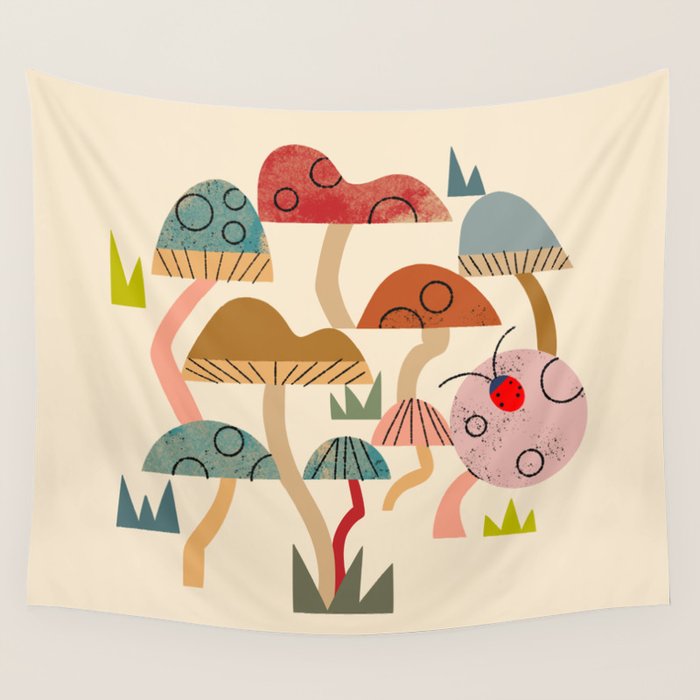 Toadstools and Ladybug Wall Tapestry Gallery Image 4