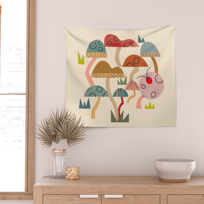 Toadstools and Ladybug Wall Tapestry Gallery Image 2