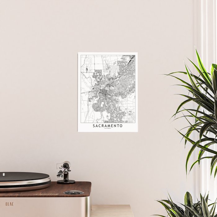 Sacramento White Map Poster Gallery Image 2