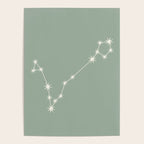 Pisces Zodiac Star Constellation Line Art Soft Sage Poster Gallery Image 4