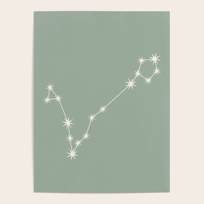 Pisces Zodiac Star Constellation Line Art Soft Sage Poster Gallery Image 4
