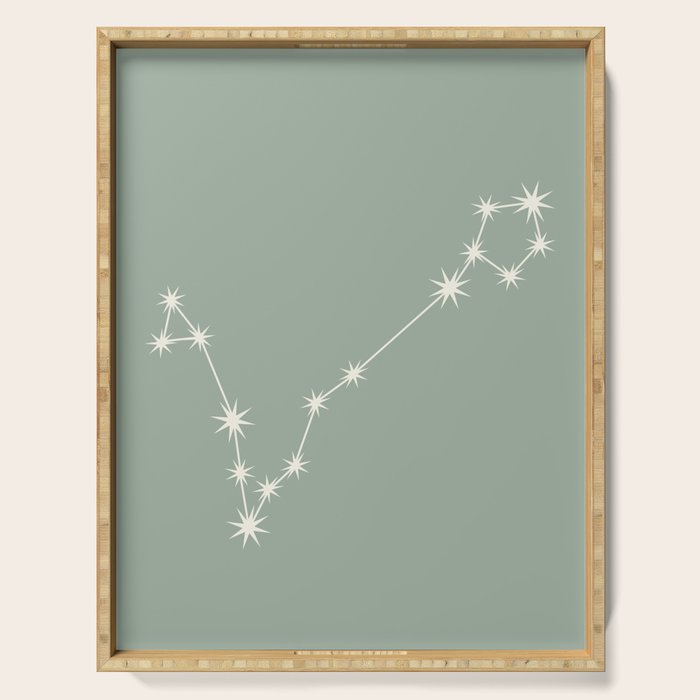 Pisces Zodiac Star Constellation Line Art Soft Sage Serving Tray Gallery Image 1
