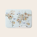 Animal World Map for Kids - Blue Bath Mat Gallery Image 1