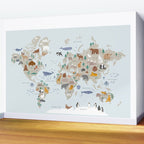 Animal World Map for Kids - Blue Wall Mural Gallery Image 2