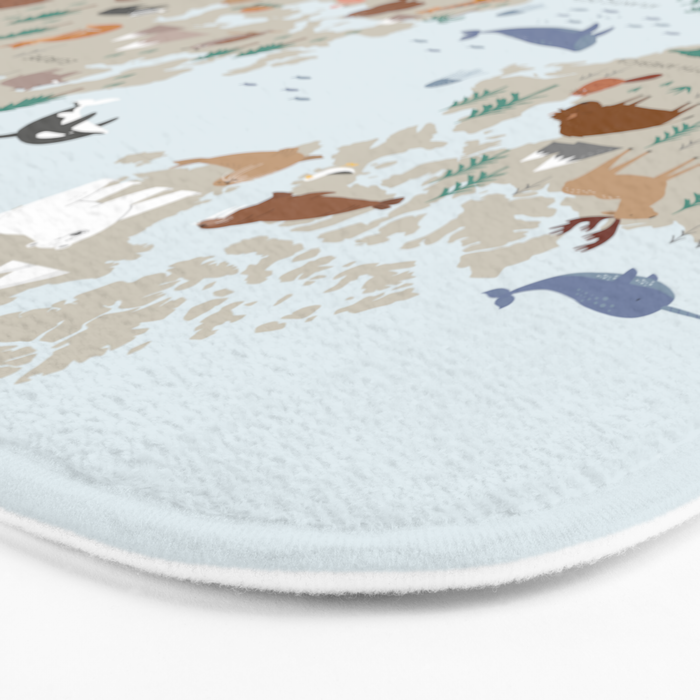 Animal World Map for Kids - Blue Bath Mat Gallery Image 3