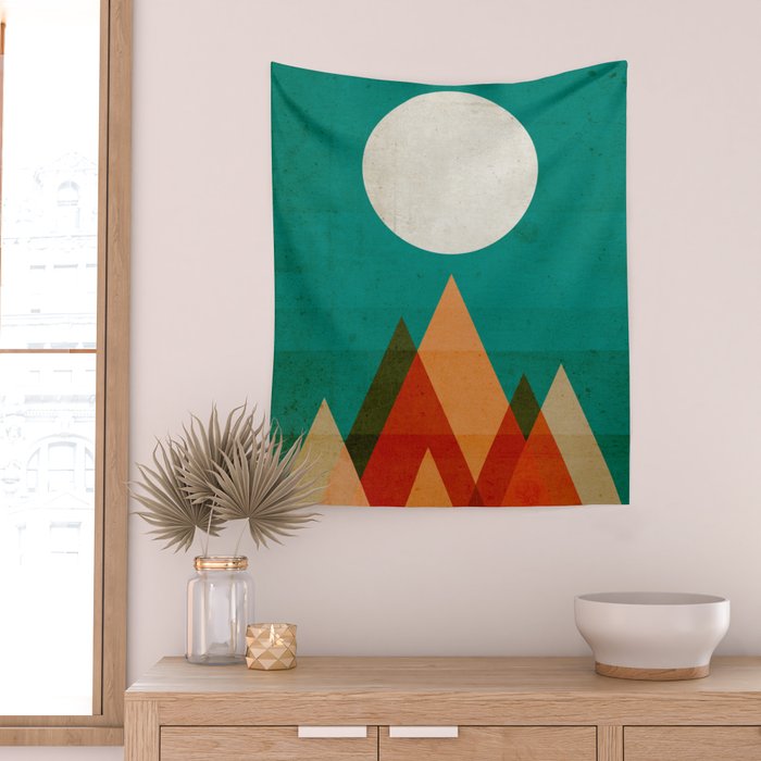 Full moon over Sahara desert Wall Tapestry Gallery Image 2